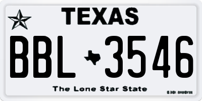 TX license plate BBL3546