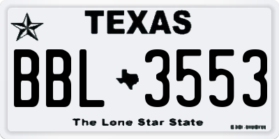 TX license plate BBL3553