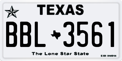 TX license plate BBL3561