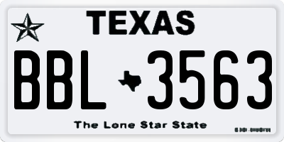 TX license plate BBL3563