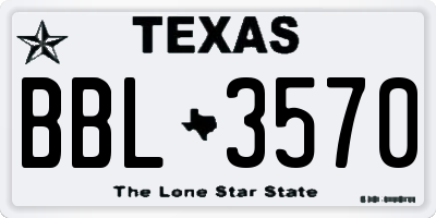 TX license plate BBL3570