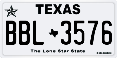 TX license plate BBL3576