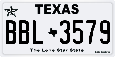 TX license plate BBL3579