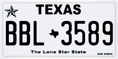 TX license plate BBL3589