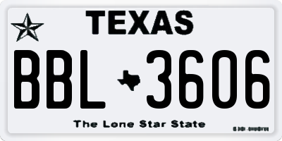 TX license plate BBL3606