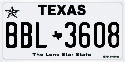TX license plate BBL3608