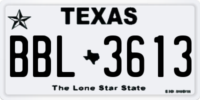 TX license plate BBL3613