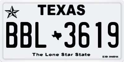TX license plate BBL3619