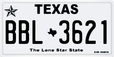 TX license plate BBL3621