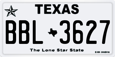TX license plate BBL3627