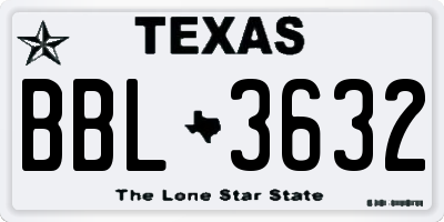 TX license plate BBL3632