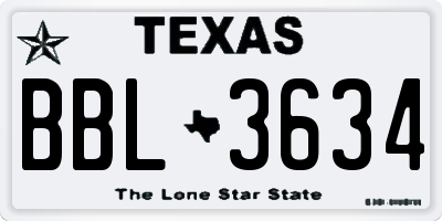 TX license plate BBL3634