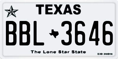 TX license plate BBL3646