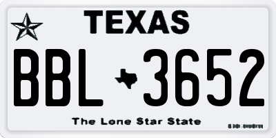 TX license plate BBL3652