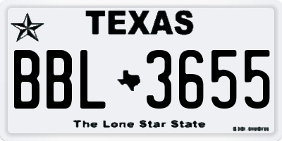 TX license plate BBL3655