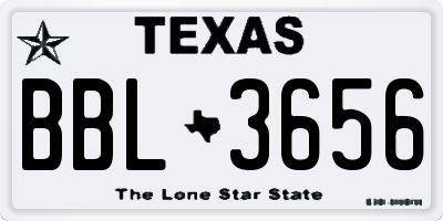 TX license plate BBL3656