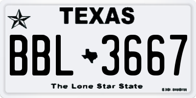 TX license plate BBL3667