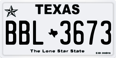TX license plate BBL3673