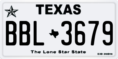 TX license plate BBL3679
