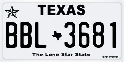 TX license plate BBL3681