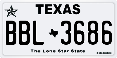 TX license plate BBL3686
