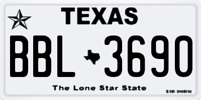 TX license plate BBL3690