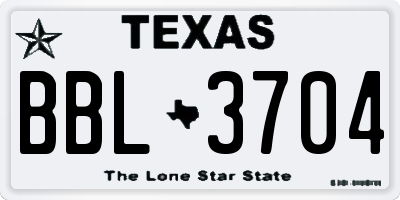 TX license plate BBL3704