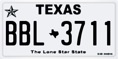TX license plate BBL3711