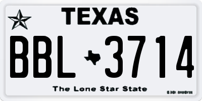 TX license plate BBL3714