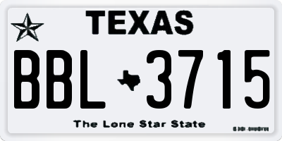 TX license plate BBL3715