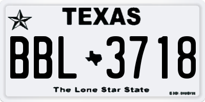 TX license plate BBL3718