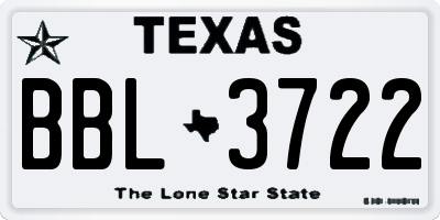 TX license plate BBL3722