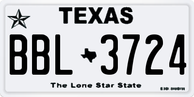 TX license plate BBL3724