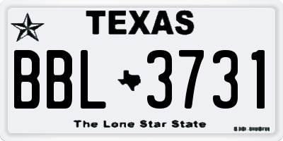 TX license plate BBL3731