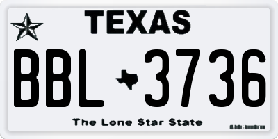TX license plate BBL3736