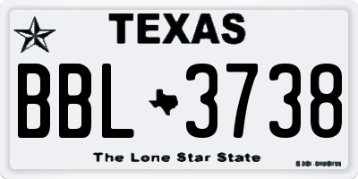 TX license plate BBL3738