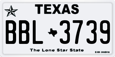 TX license plate BBL3739
