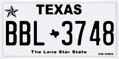 TX license plate BBL3748