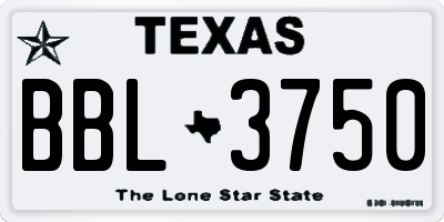 TX license plate BBL3750