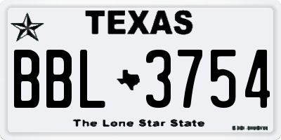 TX license plate BBL3754