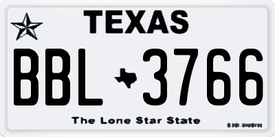 TX license plate BBL3766
