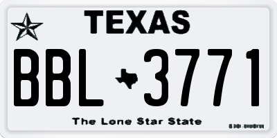 TX license plate BBL3771