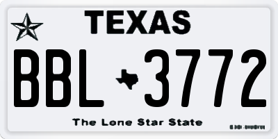 TX license plate BBL3772