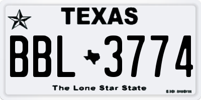 TX license plate BBL3774