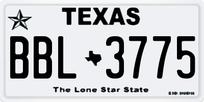TX license plate BBL3775