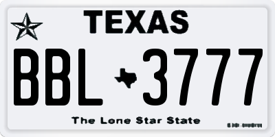 TX license plate BBL3777