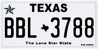 TX license plate BBL3788