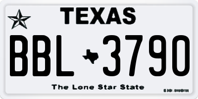 TX license plate BBL3790