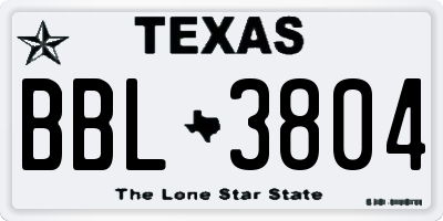 TX license plate BBL3804