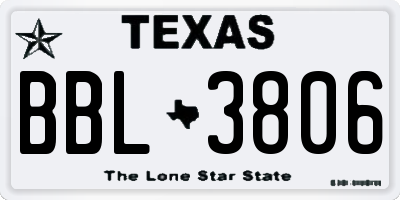 TX license plate BBL3806